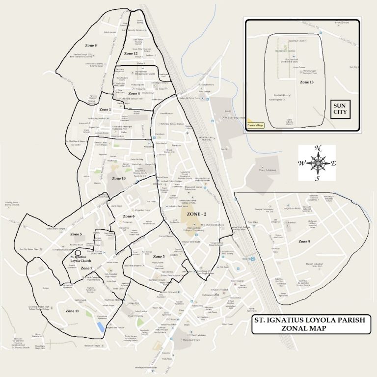 Parish Zonal Map St. Ignatius Loyola Church, Vasai